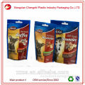 Stand up plastic pet food bag with clear window, stand up ziplock plastic dog food package bag, kong snack dog food bag